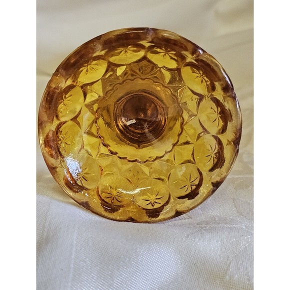 MCM Swung Vase Moon Stars Amber  Kanawha Glass 10.5” Vibrant Mid Century Rare - Picture 7 of 9